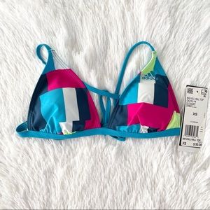 NWT XS Adidas colorful Volleyball blue pink white bikini top
